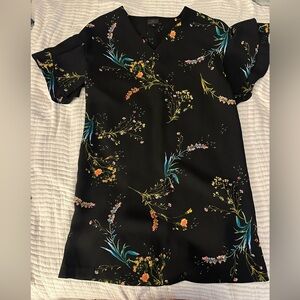 Worthington Cap Sleeve Black and Blue Midi Dress